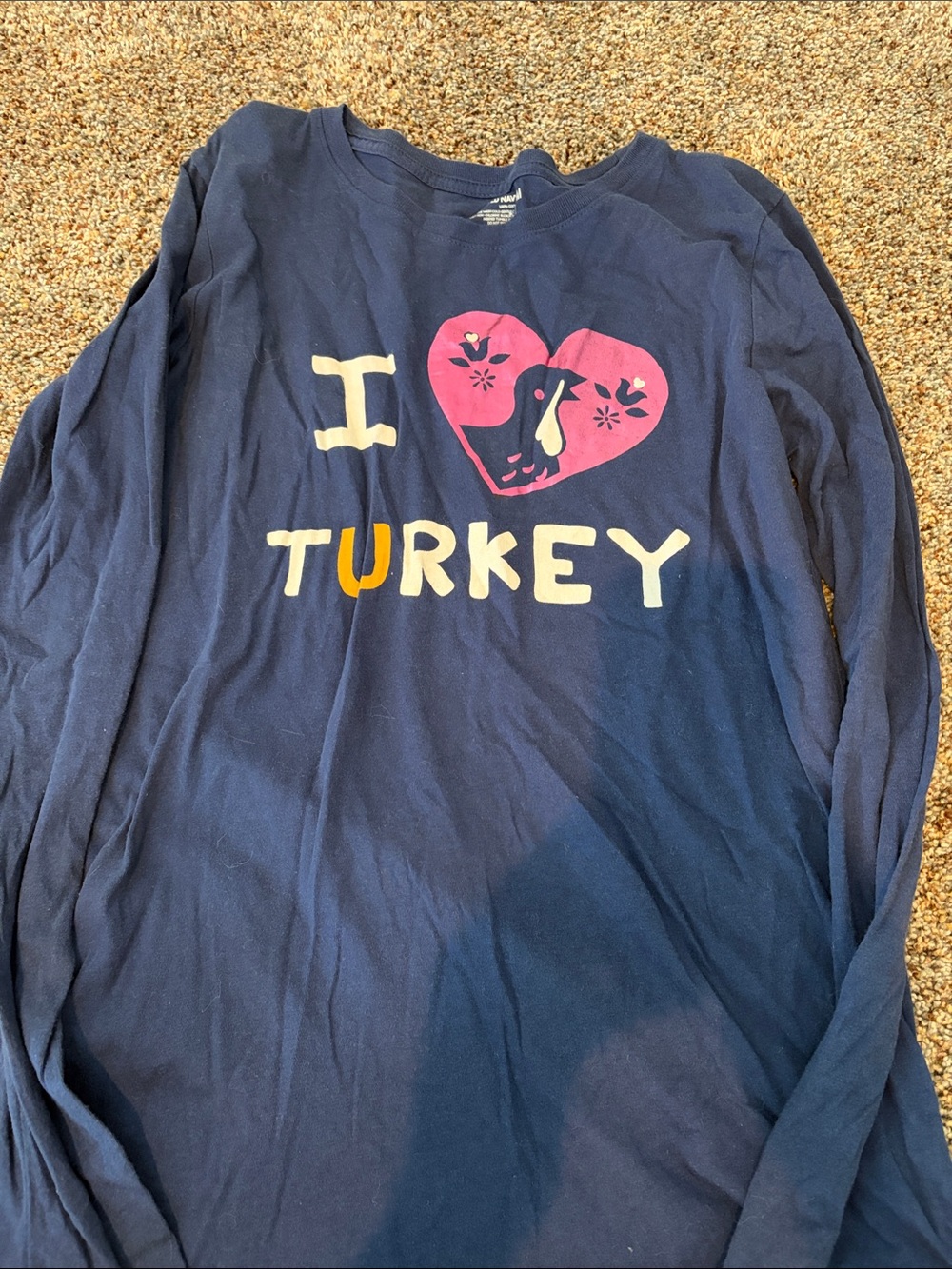 Women’s Navy Long-Sleeve 'I Heart Turkey' Graphic Tee